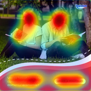 Harta de atenție (heatmap) peste același design